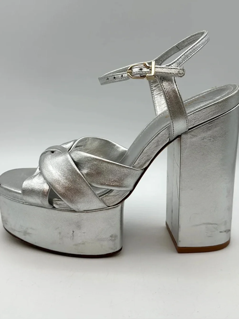 LARROUDE leather platforms silver 7